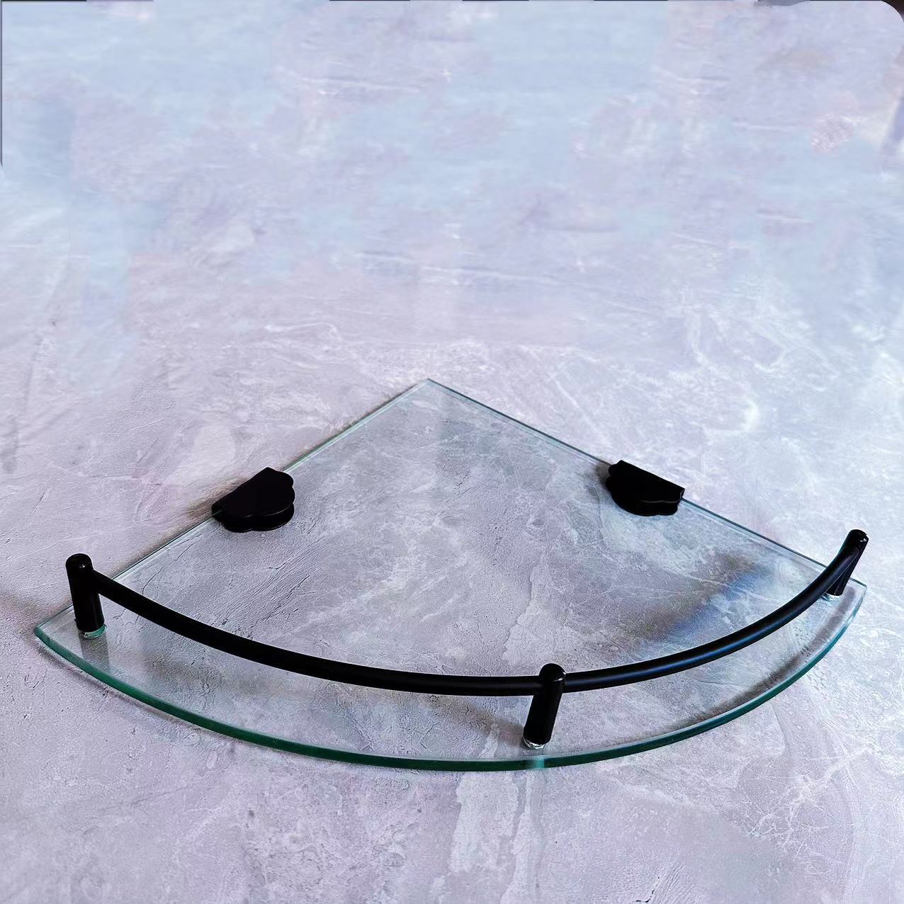 Baño de acero inoxidable galvanizado sala de ducha 34 capas de esquina de ventilador triangular estante de almacenamiento de vidrio