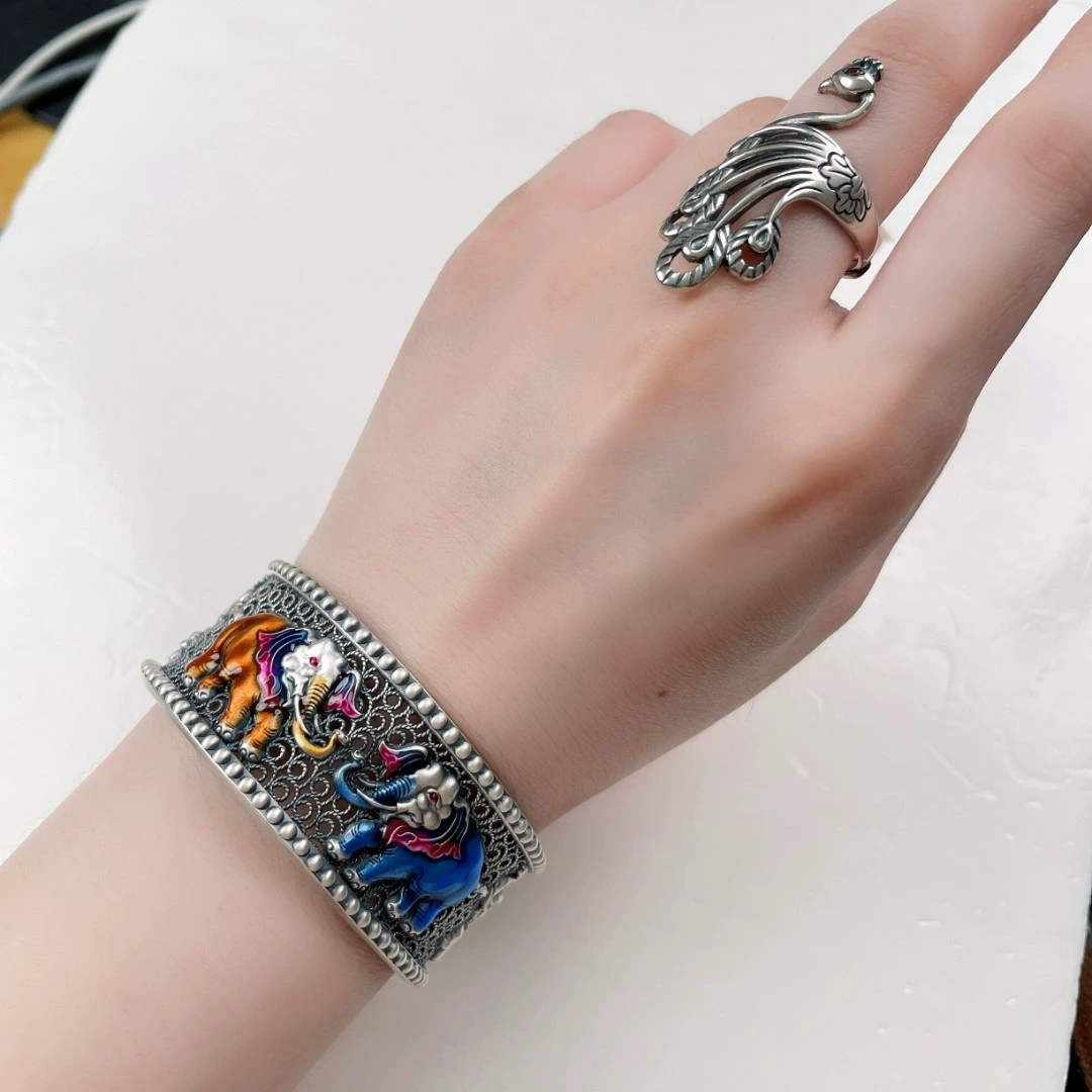Ретро серебря bracelet handmade для мужчин и женщин, серебро 999 образец