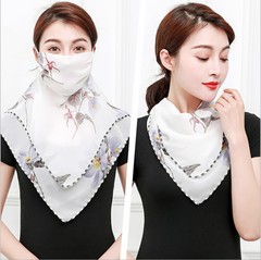 Summer and Spring Sun Protection Women's Thin Chiffon Breathable Neck Mask Cycling UV Protection Small Silk Scarf