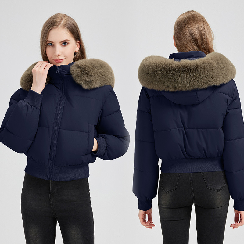 Europa y América ropa de algodón plumón ropa de algodón mujer corta 2025 invierno nuevo cintura pequeña chaqueta de comercio exterior chaqueta de algodón gruesa image 1