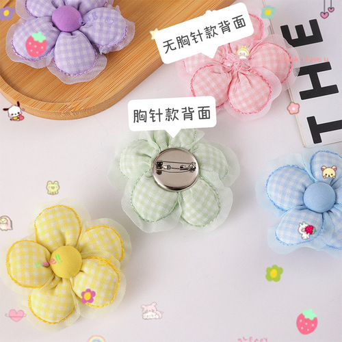 Cute candy color flower brooch jewelry girl heart clothes accessories diy fabric children's hairpin accessories wholesale