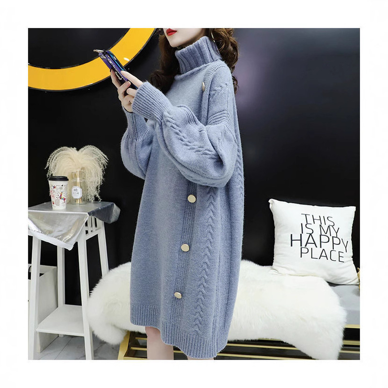 2024 Fall/Winter plus size Loose Slim Knitted Base Shirt Top Thick Women's Korean Style Net Celebrity Lazy Turtleneck Sweater