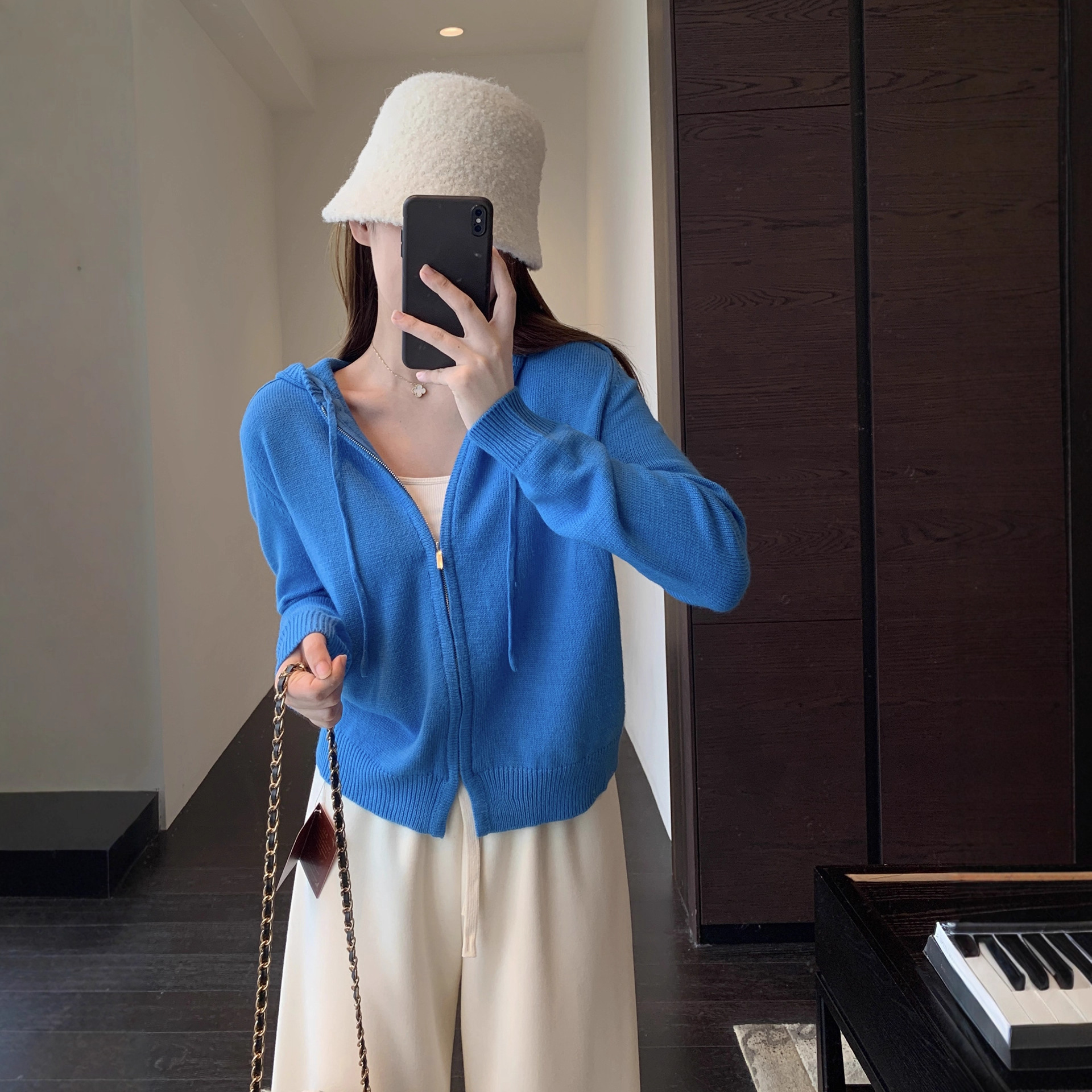 颜色好美 显白减龄克莱因蓝慵懒显瘦针织开衫女25秋冬新款G102222