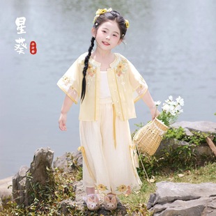 Girls' Hanfu Summer Style 2025 New Little Girl Chinese Style Ancient Style Super Fairy New Chinese Style Children's Tang Suit Set