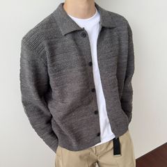 美式复古cleanfit翻领毛衣针织衫男秋冬新款潮流小众短款外套上衣