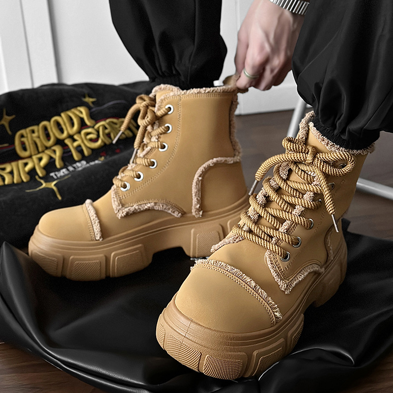Men's Leather Motorcycle Boots And High Top Work Safety Shoes_voghion.com