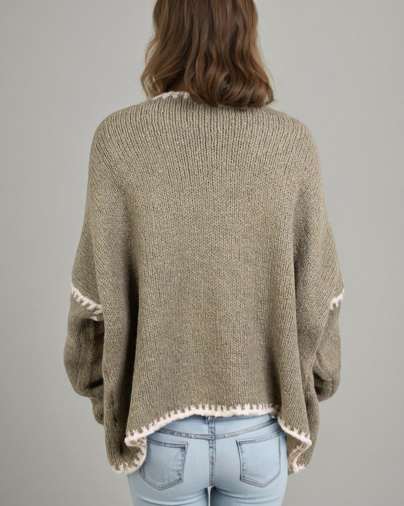 420g Weight Long Sleeve Sleeve Length Placket Placket Type Polyester Fabric Type Long Top Length Cardigan, Sweater Tops Type Daily Occasion Collarless Neckline Loose Fit Type Color Block Pattern Winter, Spring, Autumn Season Women's Gender Vacation Style Wholesale Women's Vacation Color Block Long Sleeve Sweaters & Cardigans 27