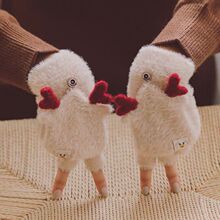 保暖手套秋冬季鹿角手套女冬天可爱学生卡通半指手套写字翻盖韩版