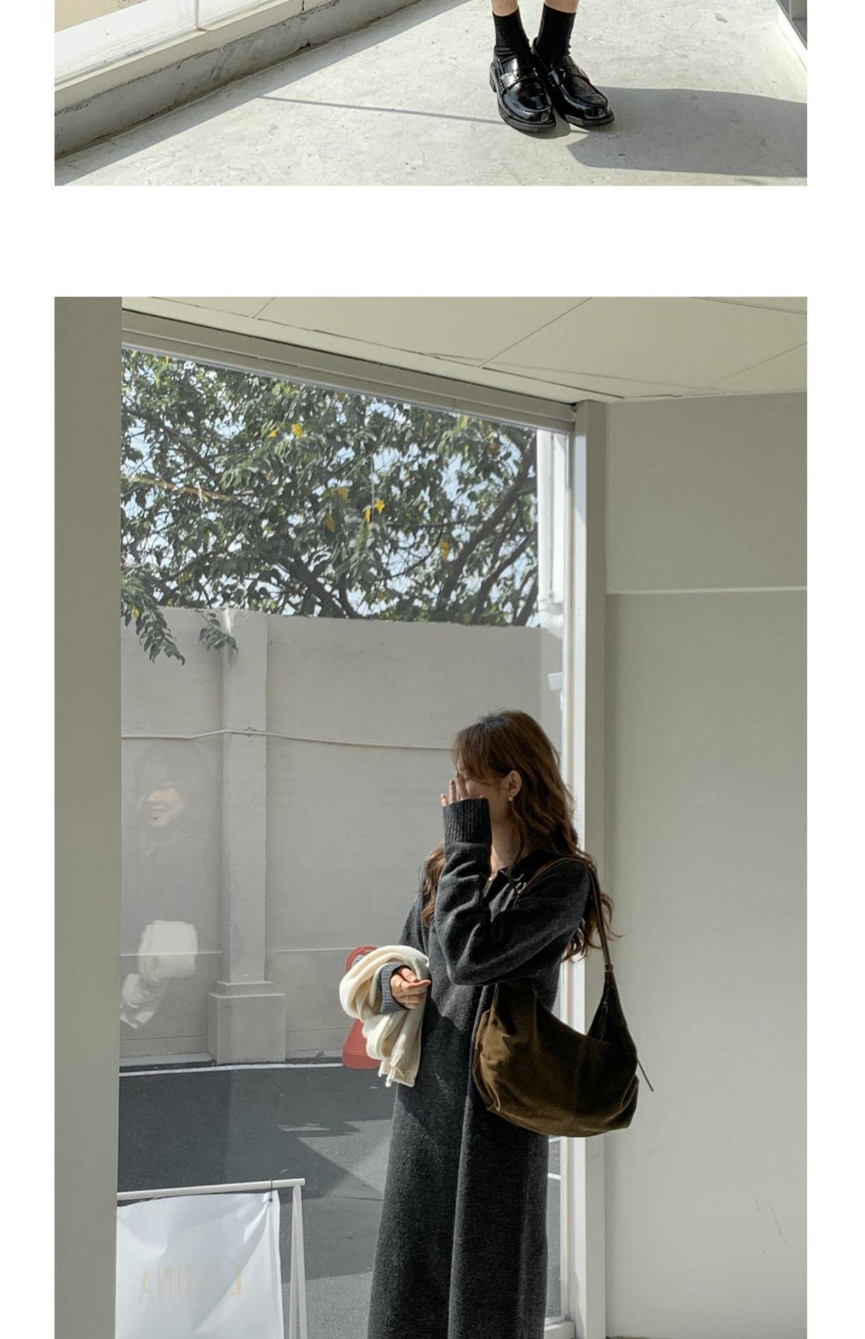 Polokragen Unterrock Herbst Winter, gepaart mit Mantel, lang knielang, fauler Stil, lockerer und dicker Pullover, gestrickt_voghion.com