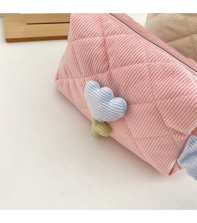 Cute Solid Color Polyester Corduroy Square Makeup Bags display picture 3
