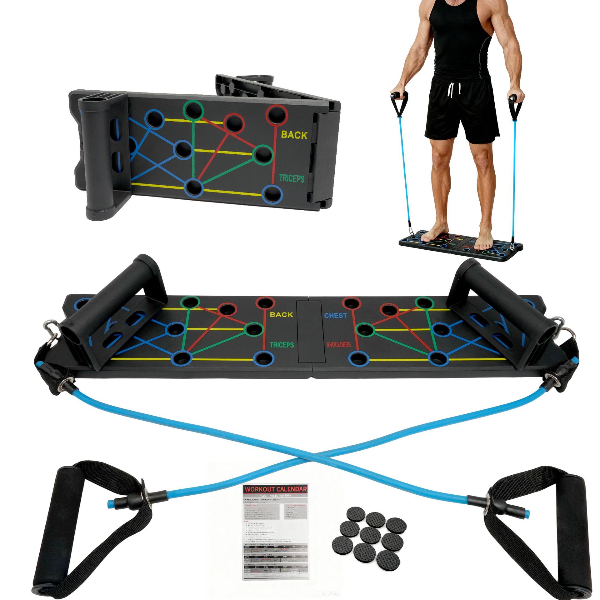 Multifunctional Push-Up Training Board, Chest Muscle and Abdominal Muscle Trainer, Home Sports and Fitness Equipment, Push-Up Board Bracket, Tension Rope