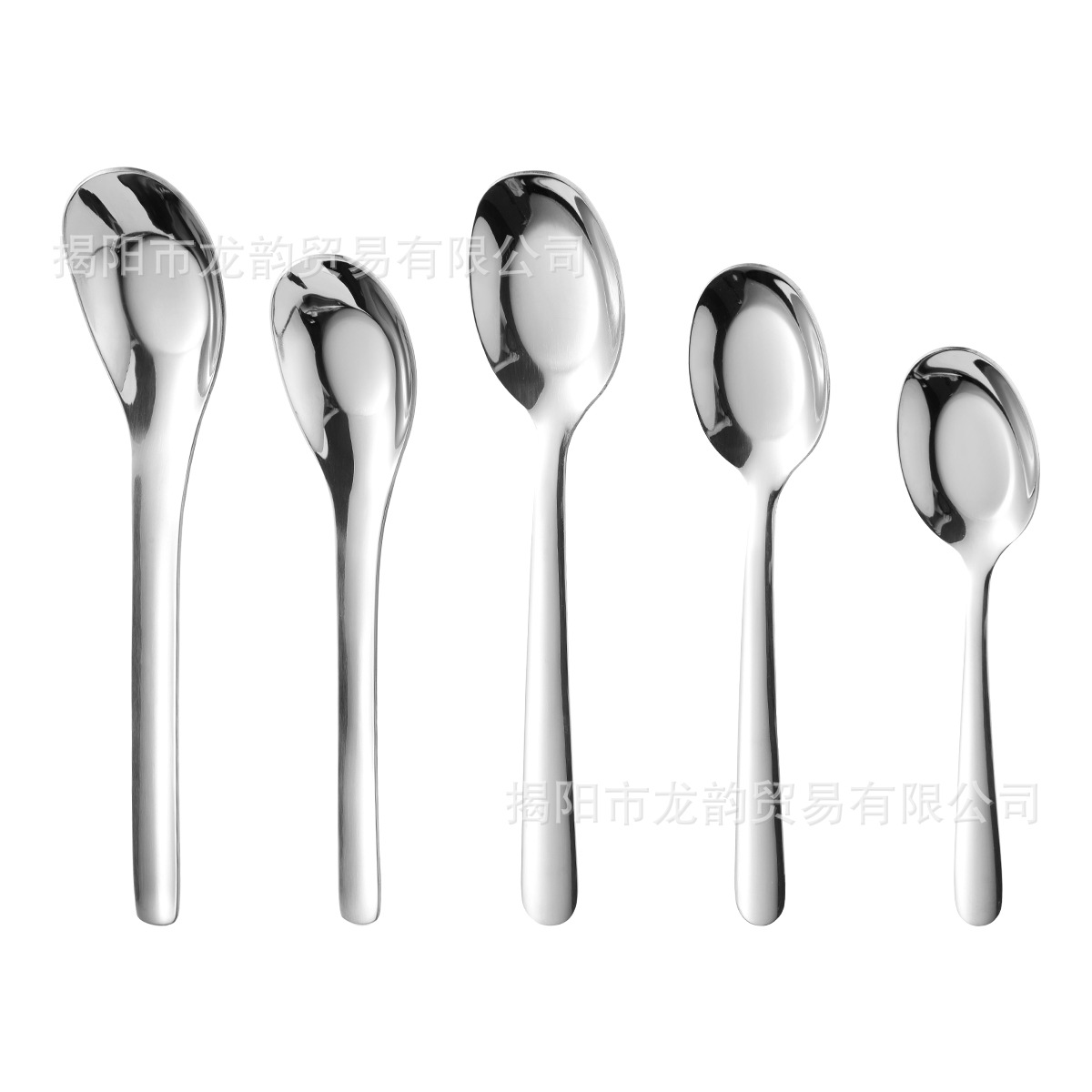 Comercio exterior 304 cucharas redondas de acero inoxidable de fondo profundo, cucharas de cubierta de hotel de alta calidad, cucharas de comedor, cucharas de salsa, cucharas de salsa