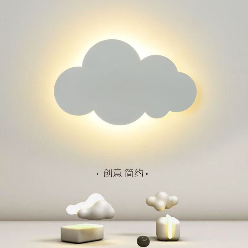 Luz de pared de cabezal de cama moderna minimalista fondo de dormitorio creativo nórdico nubes pasillo con interruptor táctil lámpara de pared