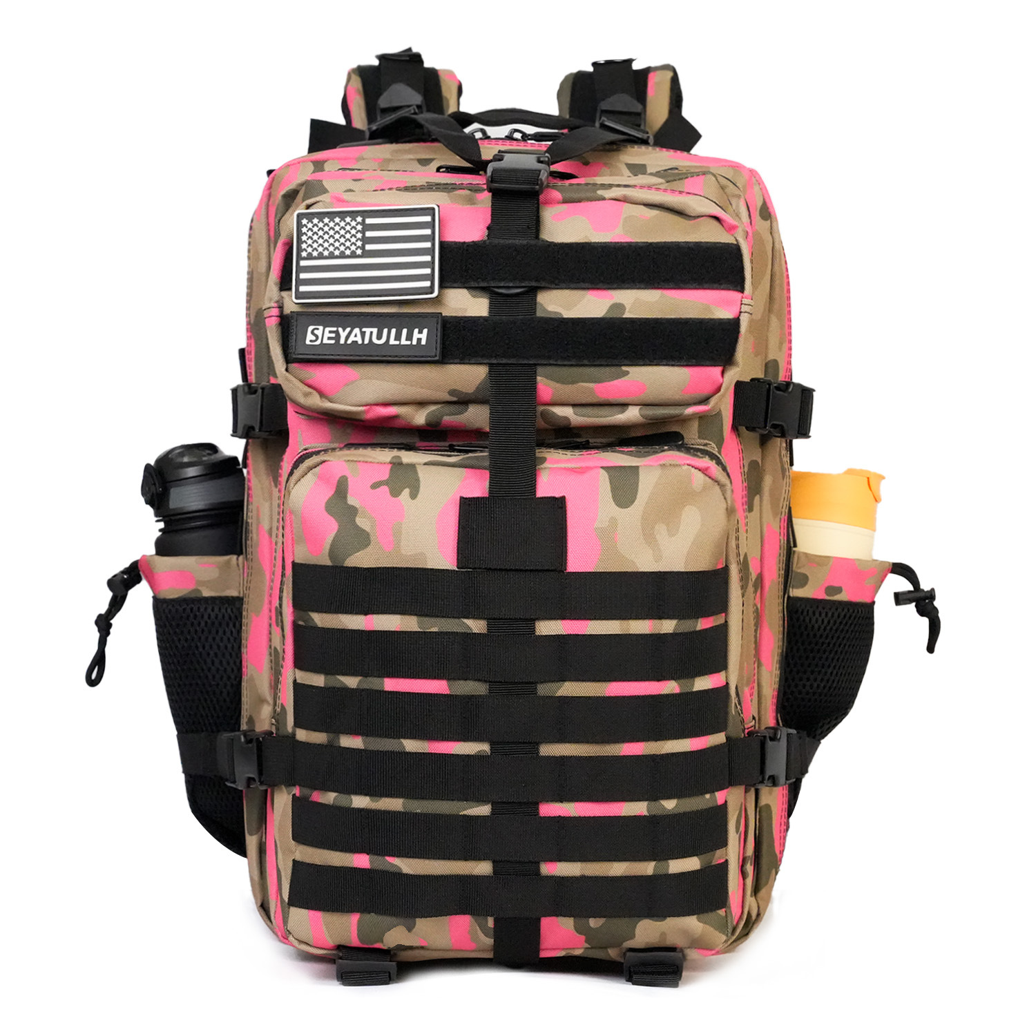Cross-Border 45L Sports Backpack, Large Capacity Outdoor Camouflage Bag with Velcro, Wear-Resistant and Waterproof Hiking Tactical Backpack