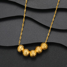 五福临门转运珠项链 黄铜镀金仿金小金珠锁骨项链饰品货源批发