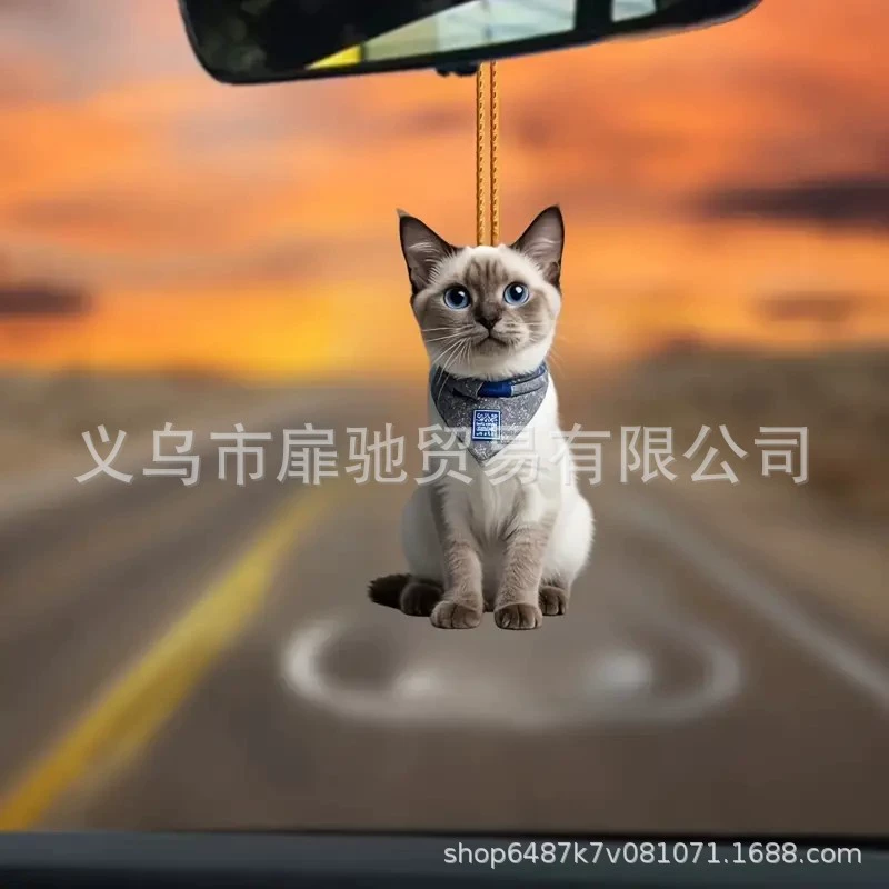 Трансграничный новый милый шарф котенок акриловый кулон автомобиль зеркало заднего вида плоский декоративный кулон рюкзак подвеска