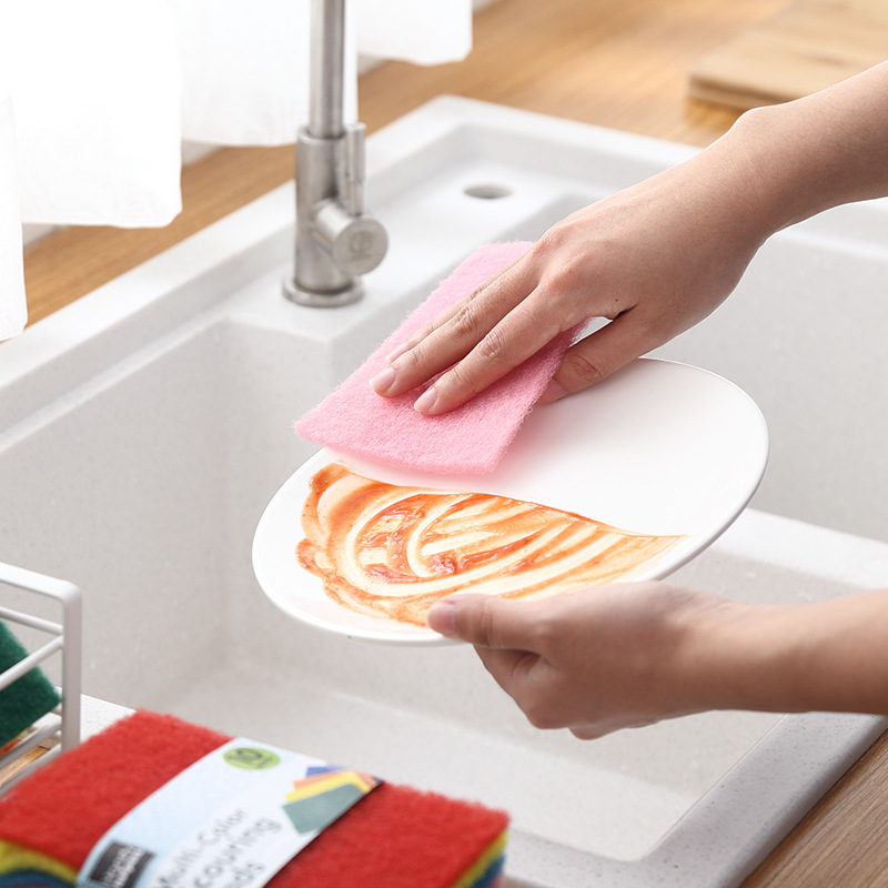 10 piezas color duro Baijie lavavajillas olla paño esponja trapo cocina antiadherente aceite lavado tazón fábrica de tela al por mayor