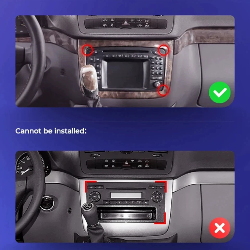 Подходит для Mercedes-Benz Viano 04-11 с центральным управлением и большим экраном Android с навигацией CarPlay.