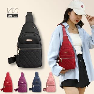 New Women's Bag Fashionable Casual Chest Bag Multi-Layer Embroidery Thread Korean Style One-Shoulder Cross-Body Simple Chest Backpack Women's Bag