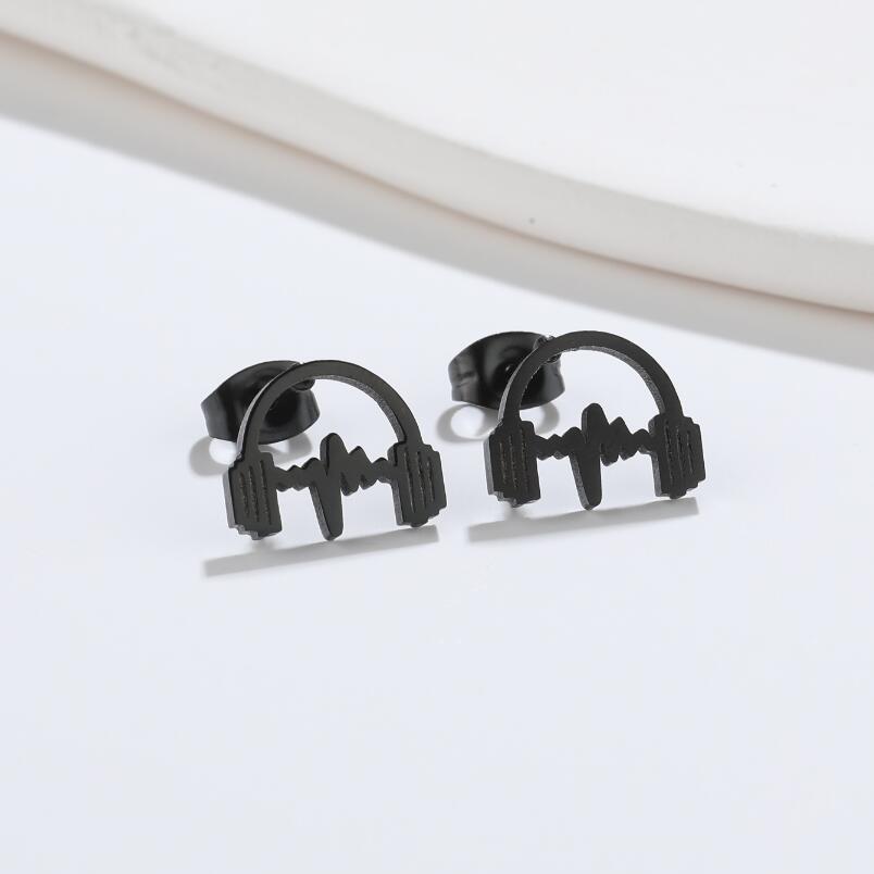 Simple Style Headset Titanium Steel Ear Studs Plating No Inlaid Stainless Steel Earrings