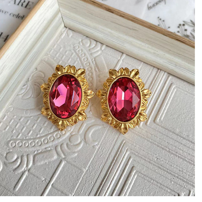 Princess Flower Alloy Plating Artificial Gemstones Womenu0027S Ear Studs 1 Pair