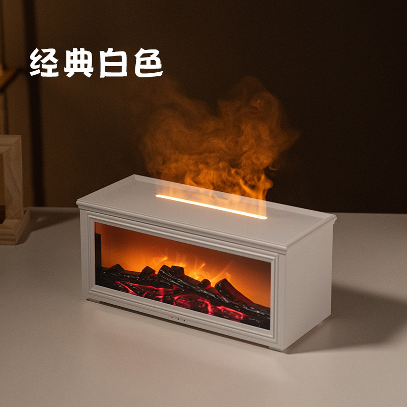 跨境热销火焰香薰机复古3D立体壁炉式七彩氛围火焰超声雾化香薰机|undefined