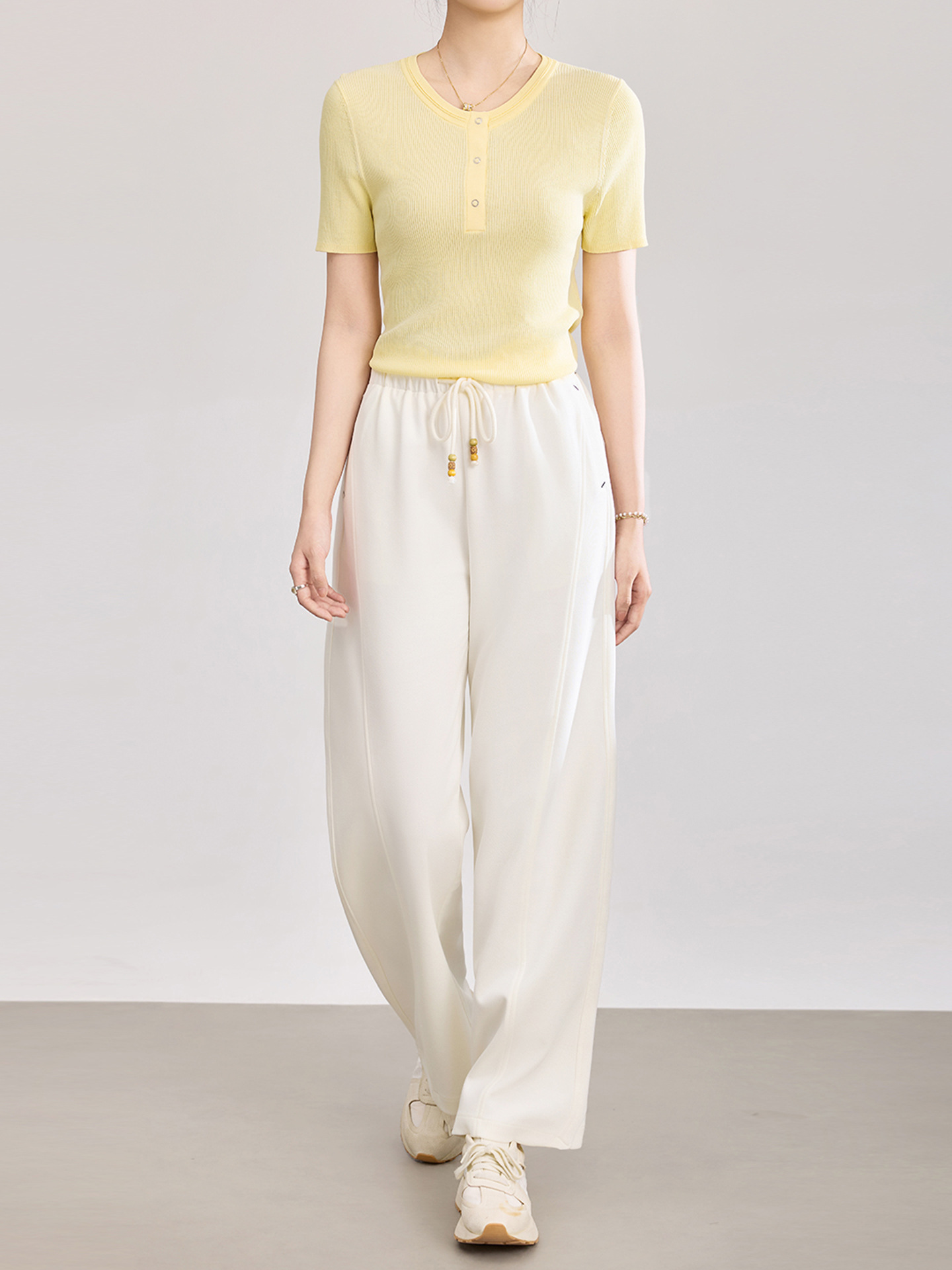 Quần culottes nữ ống rộng cạp thun dây rút vải mềm rủ — màu sắc