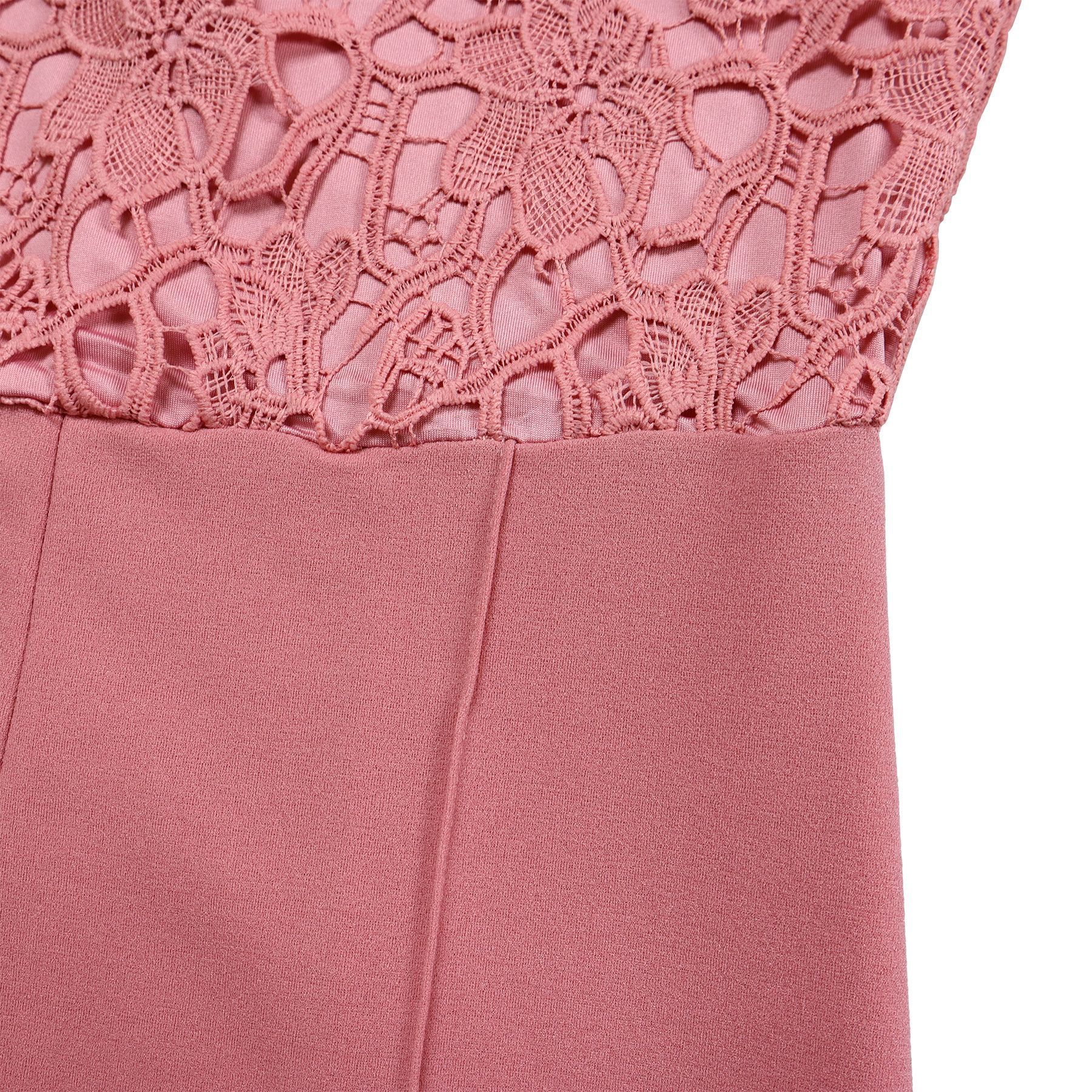 546g Weight Short Sleeve Sleeve Length Polyester Fabric Type High Waist Waist Line Jumpsuits Pants Type Daily Occasion Loose Fit Type Solid Color Pattern Summer Season Women's Gender Lace Design Casual Style Women's Daily Casual Solid Color Lace Jumpsuits 38