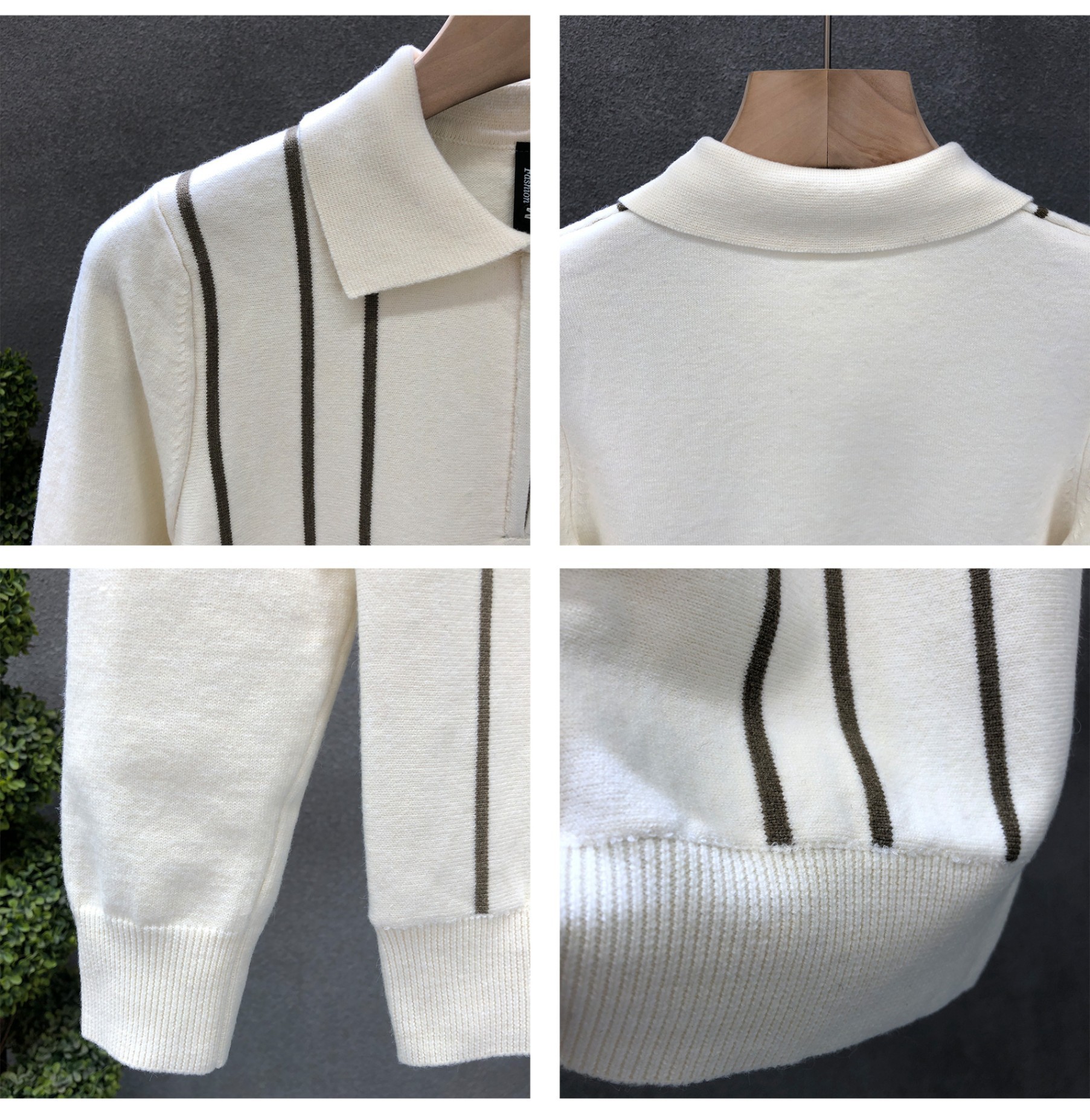 Maglione polo uomo slim fit con zip e design a righe_voghion.com
