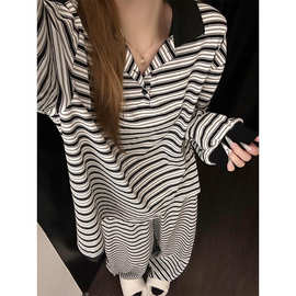 韩系甜美条纹睡衣女秋季2025年新款休闲长袖长裤可外穿家居服现货