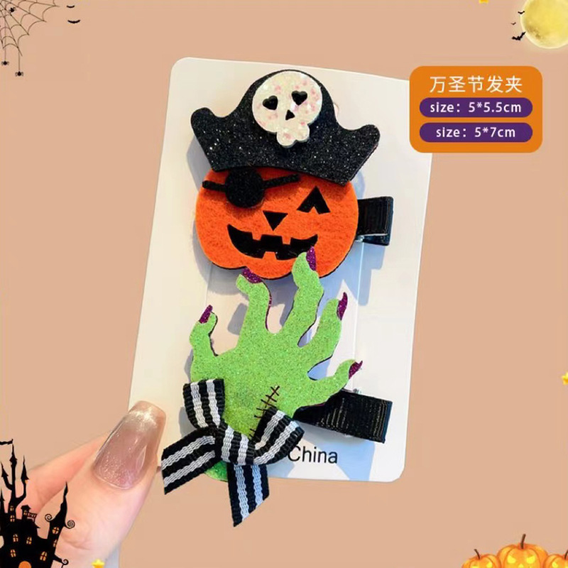 クロスボーダー鬼祭り髪飾りハロウィーンヘアクリップ現物カボチャ幽霊鬼手のサイドクリップ女パーティーの祝日の髪飾り|undefined
