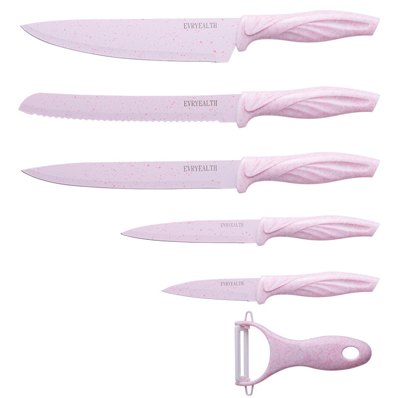 Conjunto pequeño de seis piezas con mango fresco (rosa)