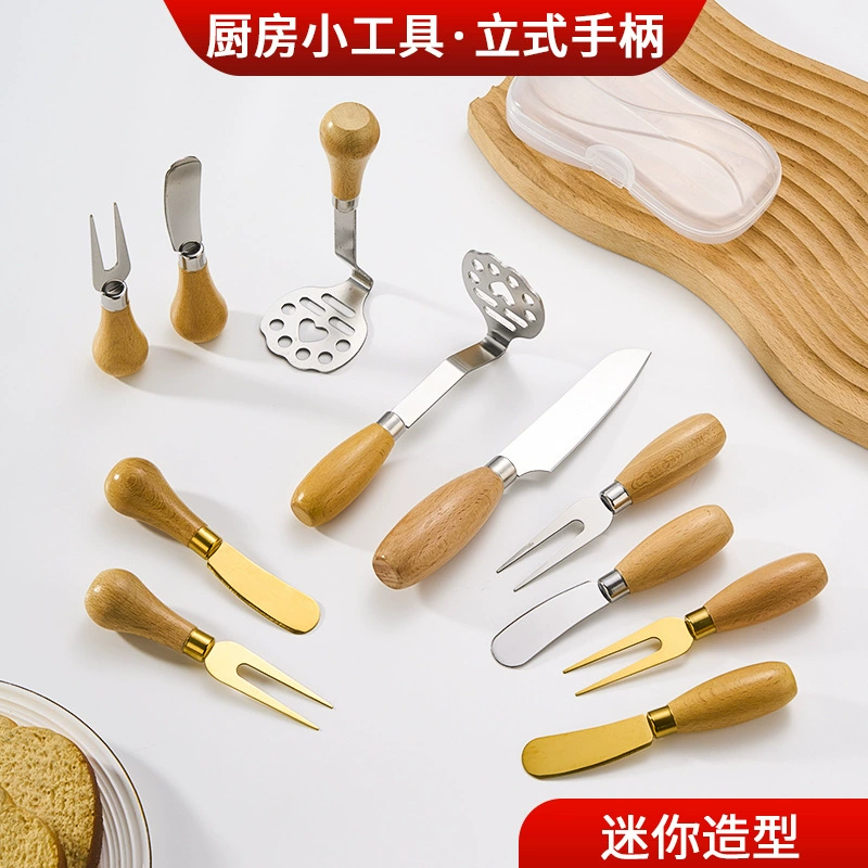 Картофель из нержавеющей стали для кухни мини-глиняный аппарат деревянная ручка фруктовая вилка нож для масла набор гаджетов для кухни