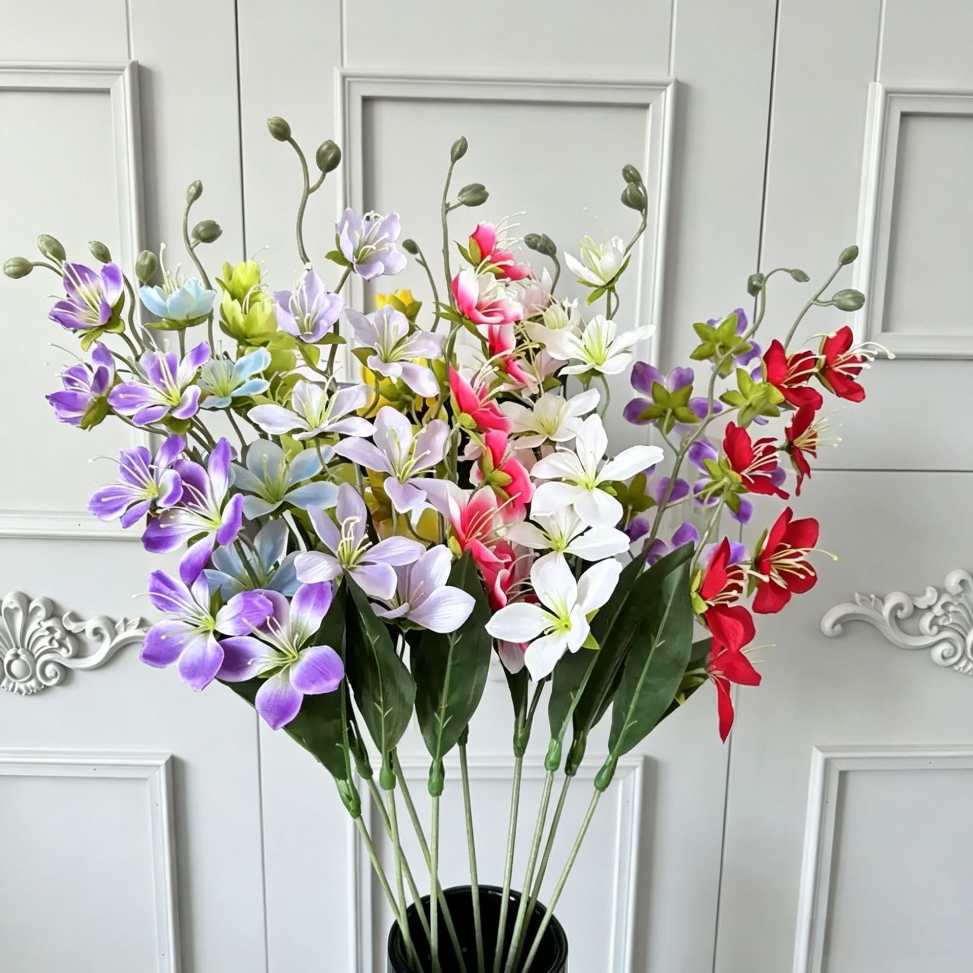 단일 실크 천 Cymbidium 인공 꽃 홈 호텔 장식 꽃 웨딩 꽃 행 풍경 배열 꽃 배열 봄 꽃