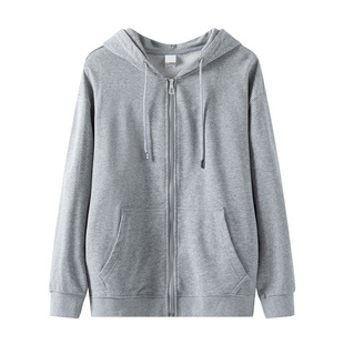 Hooded zipper sweater custom logo men's and women's Terry Spring and Autumn long sleeve coat embroidery advertising shirt custom printing