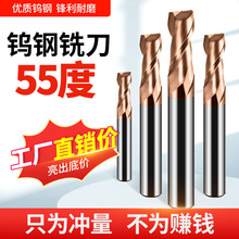 2刃钨钢铣刀键槽专用55度两刃二刃双刃钢用硬质合金CNC数控平底刀