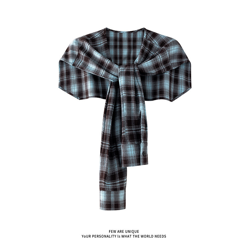 5X1021-Tp15 Price Control 29 High Street Shawl T-Shirt Accessories Layered Plaid Shirt Cover-Up Curtain One Piece