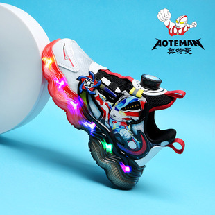 Carefully selected Ultraman Boys Cartoon Sports Shoes 2025 Children's Luminous Running Shoes Children's Non-Slip Lighting Shoes Lightweight