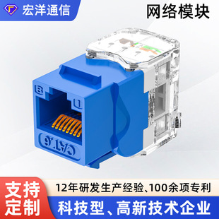 Super Class 5 Class 6 cat6a Non-Shielding Network Port Information Module Class 6 180 Degree RJ45 Computer Network Module