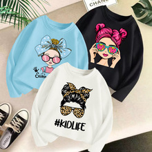 跨境女童长袖t恤2024新款洋气儿童春秋宽松上衣女孩内搭外贸童装