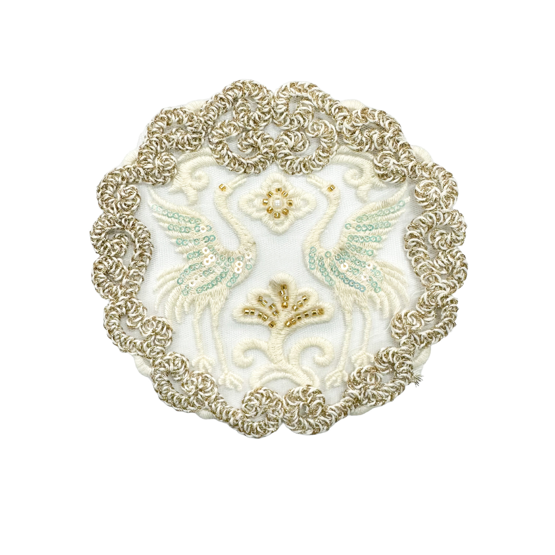 Estilo nacional fresco estilo chino redondo pegado pez mariposa grúa encaje hueco parche decoración vestido chino