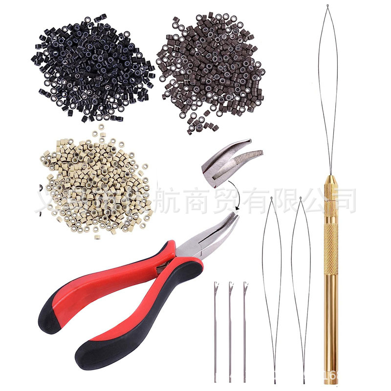 接发工具套件金属珠穿线器接发钳