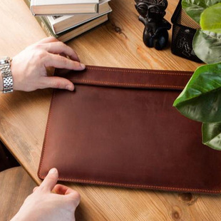 Custom PU leather rectangular file bag retro style double buckle protective bag leather cover office file storage cover