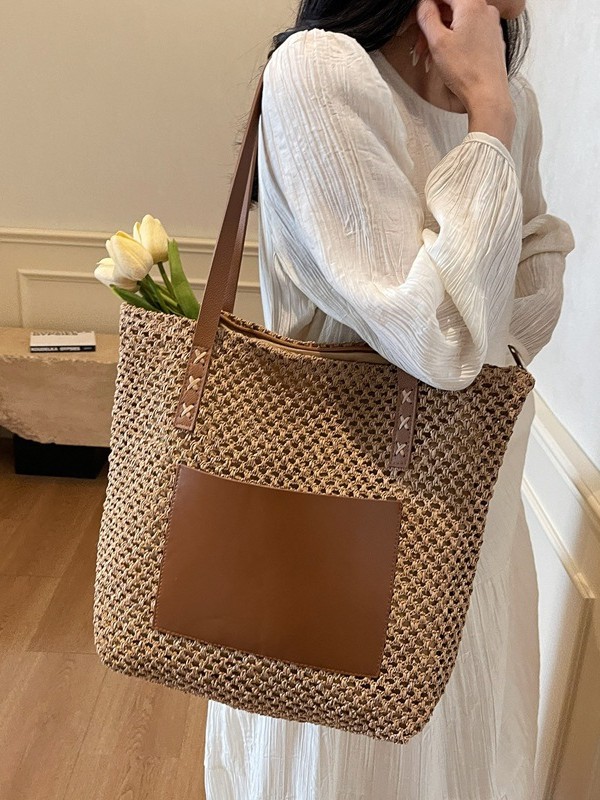 Bolsa de verano tejida para mujeres 2026 nueva moda de gran capacidad bolsa de playa de vacaciones multifuncional bolsa de hombro de alta calidad