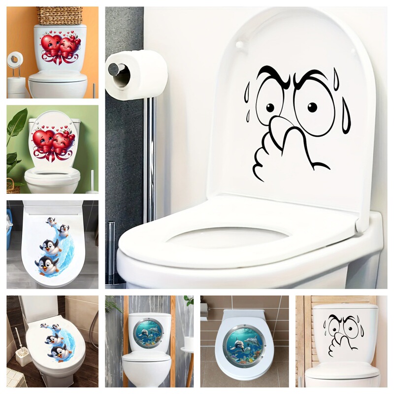 Cross-Border Wholesale Cute Cartoon Animal Wall Stickers Abstract Expression Toilet Stickers Bathroom Decoration Stickers Spring Festival