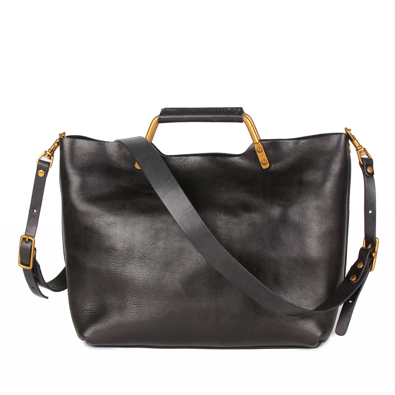 Layered Leather Handbag in Green