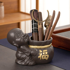 Tea Set Accessories: Bamboo Tea Ceremony "Six Gentlemen" Set – Includes Ebony Tea Scoop, Tea Tube, Tea Knife, and Tea Tongs