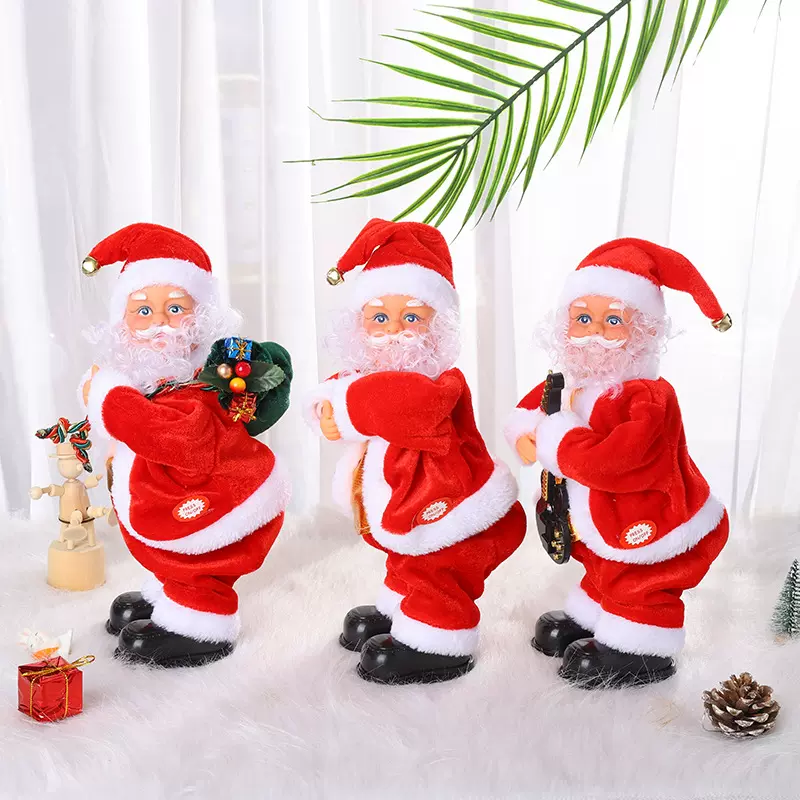 电动圣诞老人公仔圣诞摆件玩偶圣诞节装饰品圣诞节装饰抖臀玩具