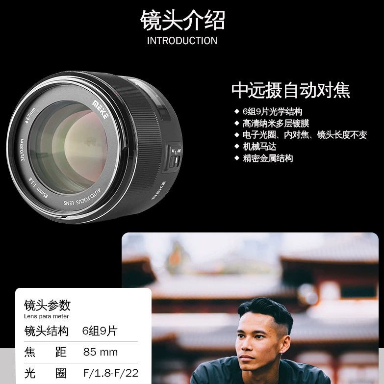 Объектив совместимый с Sony, Canon, Nikon, 85 мм