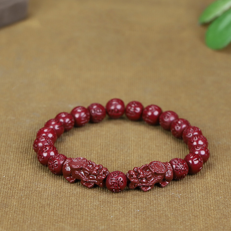 새겨진 CINNABAR 팔찌 도매 생 광석 보라색 금 모래 돈 더블 용감한 여섯 단어 진정한 단어 비즈 팔찌